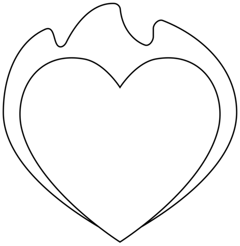 Heart On Fire Emoji Coloring Page